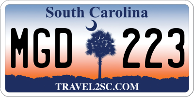 SC license plate MGD223