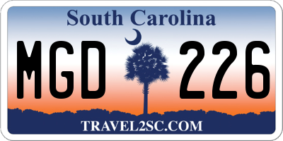 SC license plate MGD226