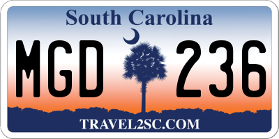 SC license plate MGD236