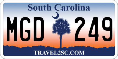 SC license plate MGD249