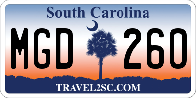 SC license plate MGD260