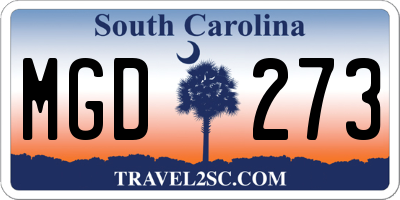 SC license plate MGD273