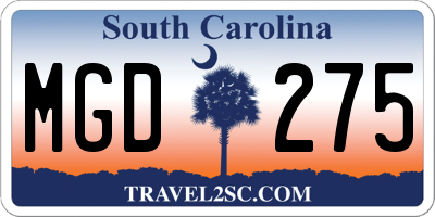 SC license plate MGD275