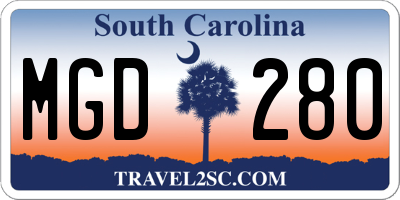 SC license plate MGD280