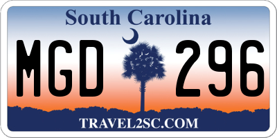 SC license plate MGD296