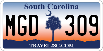 SC license plate MGD309