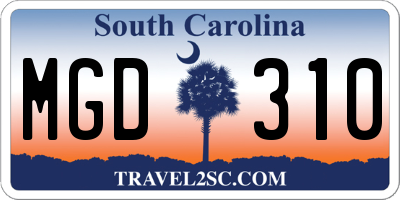 SC license plate MGD310