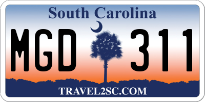 SC license plate MGD311