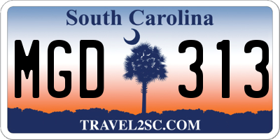 SC license plate MGD313