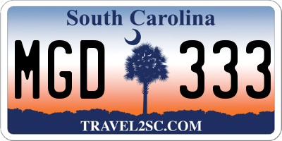 SC license plate MGD333