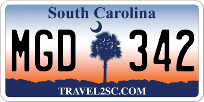 SC license plate MGD342