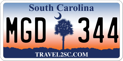 SC license plate MGD344