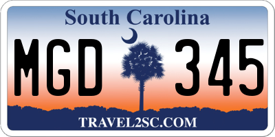 SC license plate MGD345