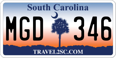 SC license plate MGD346