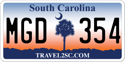 SC license plate MGD354