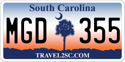 SC license plate MGD355