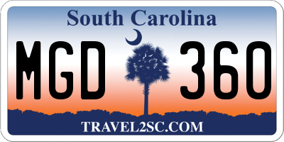 SC license plate MGD360