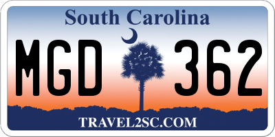 SC license plate MGD362