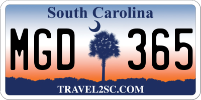 SC license plate MGD365