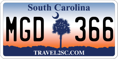 SC license plate MGD366