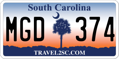 SC license plate MGD374