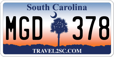 SC license plate MGD378