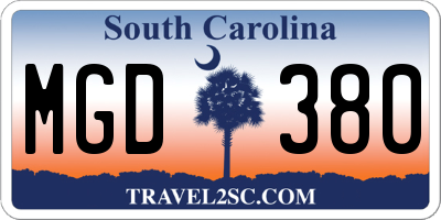 SC license plate MGD380