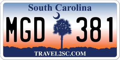 SC license plate MGD381