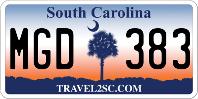 SC license plate MGD383