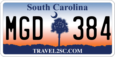 SC license plate MGD384