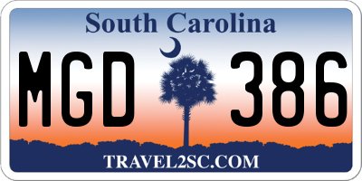 SC license plate MGD386