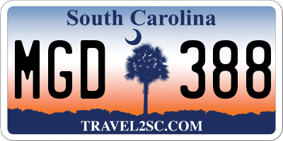 SC license plate MGD388