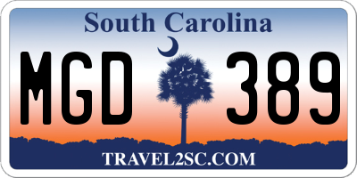 SC license plate MGD389