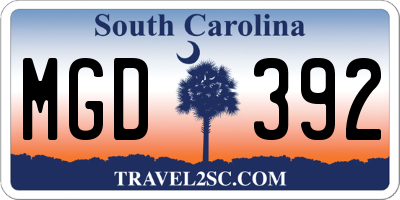 SC license plate MGD392