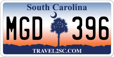 SC license plate MGD396