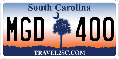 SC license plate MGD400