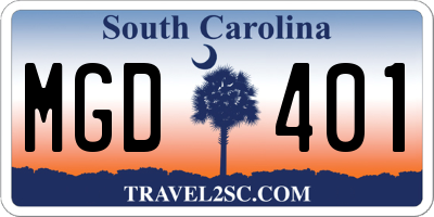 SC license plate MGD401