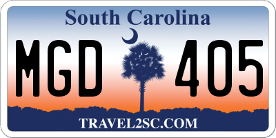 SC license plate MGD405