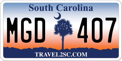 SC license plate MGD407