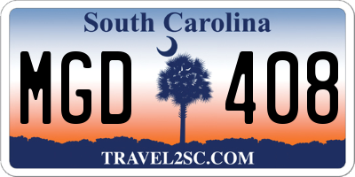 SC license plate MGD408
