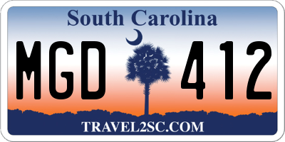 SC license plate MGD412