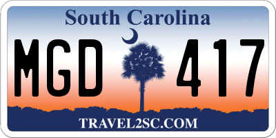 SC license plate MGD417