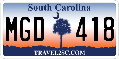SC license plate MGD418