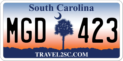 SC license plate MGD423