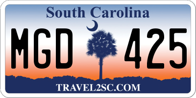SC license plate MGD425