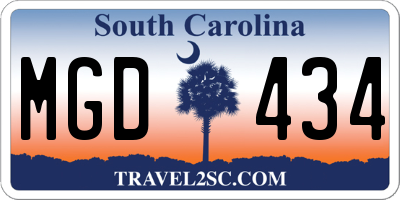 SC license plate MGD434