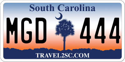 SC license plate MGD444