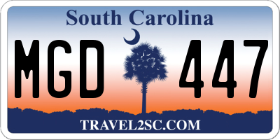 SC license plate MGD447