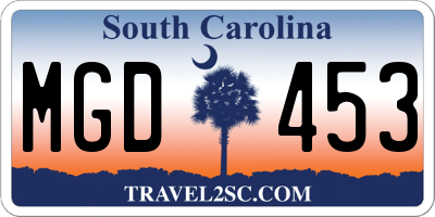 SC license plate MGD453