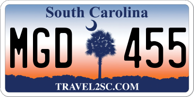 SC license plate MGD455